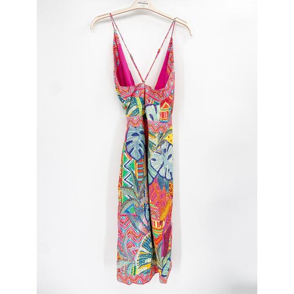 Farm Rio Summer Tapestry Print Sleeveless Wrap Front Midi Dress Size M NWT - Picture 5 of 7